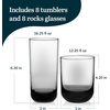 image:imageLibbey Ascent Black Ribbon Tumbler and Rocks Drinking Glasses Set of 16 Glass Drinking Glasses with Curvature Versatile Glassware Set for Daily Use04  Polaris Smoke Hue