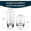 image:imageLibbey Ascent Black Ribbon Tumbler and Rocks Drinking Glasses Set of 16 Glass Drinking Glasses with Curvature Versatile Glassware Set for Daily Use05  Polaris