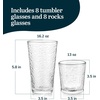 image:imageLibbey Ascent Black Ribbon Tumbler and Rocks Drinking Glasses Set of 16 Glass Drinking Glasses with Curvature Versatile Glassware Set for Daily Use06  Yucatan Frost