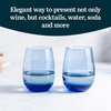 image:imageLibbey Hammered Stemless Wine Glasses Set of 8 1775ounce DishwasherSafe Chiseled Textured Glassware Set All Purpose Wine Glasses for Everyday UseClassic Blue 6 1525 oz