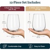 image:imageLibbey Hammered Stemless Wine Glasses Set of 8 1775ounce DishwasherSafe Chiseled Textured Glassware Set All Purpose Wine Glasses for Everyday UseRed  White 12