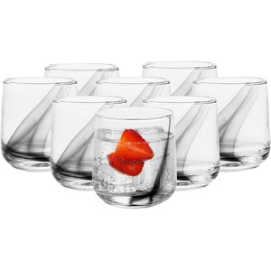 image:imageLibbey Ascent Black Ribbon Rocks Drinking Glasses Set of 8 Glass Drinking Glasses with Curvature Versatile Glassware Set for Parties and MoreBlack Ribbon
