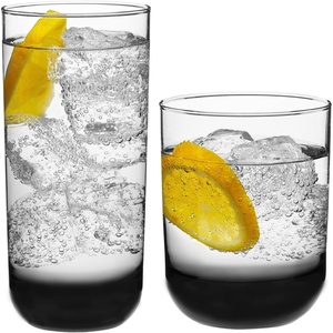image:imageLibbey Ascent Black Ribbon Tumbler and Rocks Drinking Glasses Set of 16 Glass Drinking Glasses with Curvature Versatile Glassware Set for Daily Use04  Polaris Smoke Hue