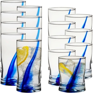 image:imageLibbey Blue Ribbon Tumbler amp Rocks Drinking Glasses Set of 16 Dimpled Cups02  Blue Ribbon