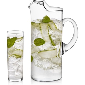 image:imageLibbey Carolina Entertaining Set with 6 Glass Goblets 1625 oz and 90 oz Large Glass Pitcher Clear Elegant Water Goblets Modern Lemonade Jar Drinkware SetBoozy Brunch