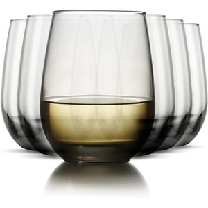 image:imageLibbey Hammered Stemless Wine Glasses Set of 8 1775ounce DishwasherSafe Chiseled Textured Glassware Set All Purpose Wine Glasses for Everyday UseClassic Smoke 6 1525 oz