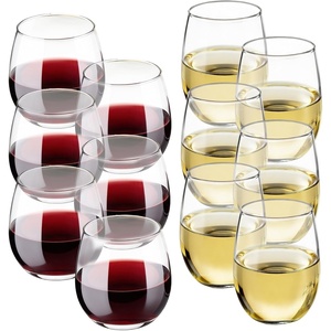 image:imageLibbey Hammered Stemless Wine Glasses Set of 8 1775ounce DishwasherSafe Chiseled Textured Glassware Set All Purpose Wine Glasses for Everyday UseRed  White 12