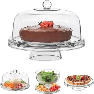 image:imageLibbey Selene Glass Cake Stand with Dome Lid Footed Dessert Serving Dish6 in 1 Glass