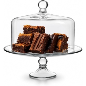 image:imageLibbey Selene Glass Cake Stand with Dome Lid Footed Dessert Serving DishSelene Glass