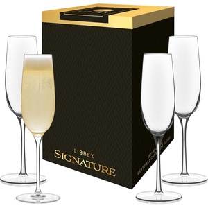 image:imageLibbey Signature Stratford Champagne Flute Glasses Set of 4 Artful Lavish Stemmed Wine Glasses 8 oz Sparkling Wine Glasses for Weddings BirthdaysKentfield Flute 4