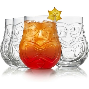 image:imageLibbey Tiki Rocks Glass Cups Set Vintage Drink Ware Set of 4 Exotic Dishwasher Safe Old Fashioned Glass Set for Backyard Luau or Pool PartyTiki Faces